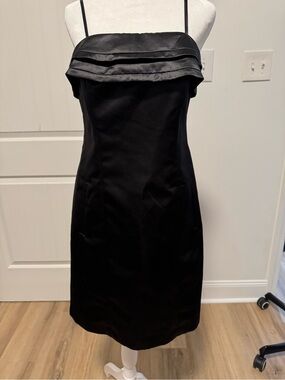 BCBG Black Satin-Trim Sheath Dress